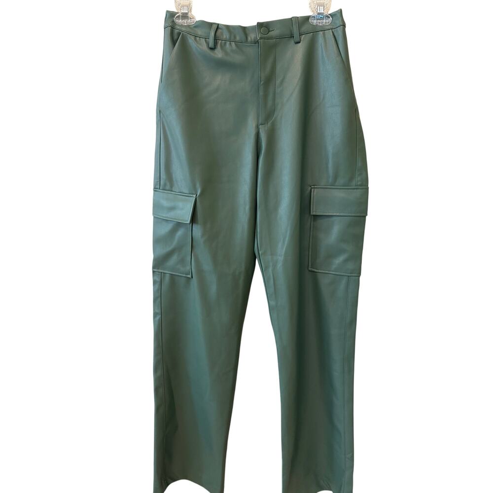 Love Tree Faux Leather Pants Women's Size Medium Green Wide Leg New Streetwear